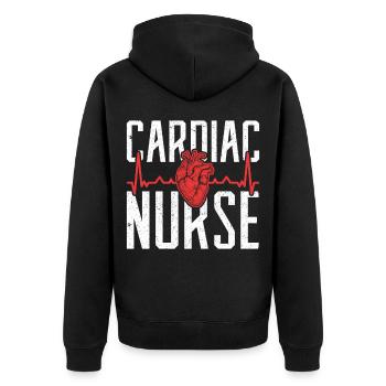 Cardiac nurse Cardiologist - Unisex Premium Bio Zip Hoodie - Schwarz - Hinten - Nico (187cm)