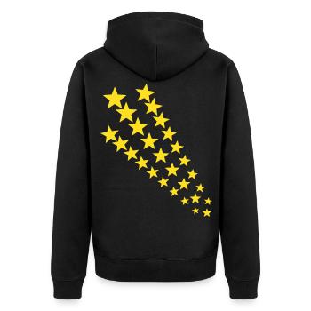 Trendige Sterne - Unisex Premium Bio Zip Hoodie - Schwarz - Hinten - Nico (187cm)
