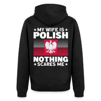 Pole Polnische Flagge Polen Geschenk - Unisex Premium Bio Zip Hoodie - Schwarz - Hinten - Nico (187cm)