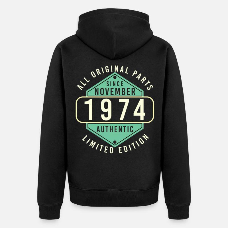 Né novembre 1974 Millésime - Veste à capuche bio Premium Unisexe - noir