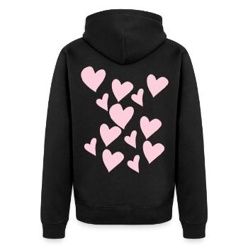 Delicate Pink Hearts - Unisex Premium Organic Zip Hoodie - black - Back - Nico (187cm)