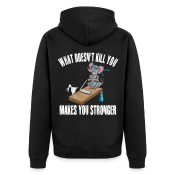 Lustige Maus Training Mausefalle Fitness Workout - Unisex Premium Bio Zip Hoodie - Schwarz - Hinten - Nico (187cm)