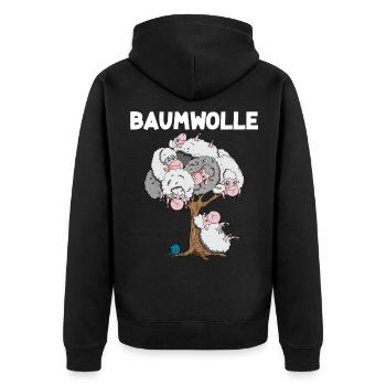 Lustiges Schaf Baumwolle Schafe auf Bäumen Design - Unisex Premium Bio Zip Hoodie - Schwarz - Hinten - Nico (187cm)