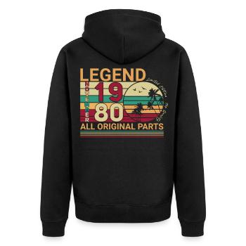 Gift Idea Legend 1980 November - Unisex Premium Organic Zip Hoodie - black - Back - Nico (187cm)
