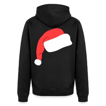 Lustige Nikolaus Mütze - Unisex Premium Bio Zip Hoodie - Schwarz - Hinten - Nico (187cm)