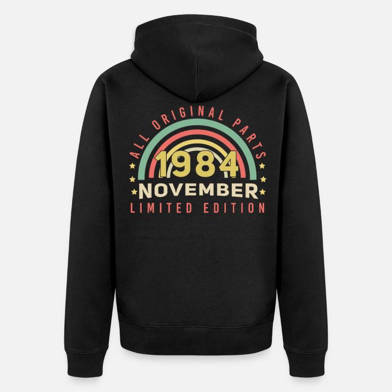 Geschenkidee November 1984 Retro - Unisex Premium Bio Zip Hoodie - Schwarz