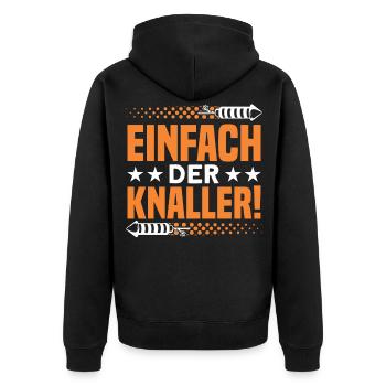 Silvester Feuerwerk Feuerwerker Geschenk - Unisex Premium Bio Zip Hoodie - Schwarz - Hinten - Nico (187cm)
