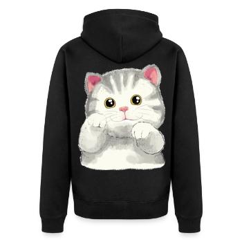 Chats Enfants Animaux Mignon Chat Bébé Miaoul - Veste à capuche bio Premium Unisexe - noir - Dos - Nico (187cm)