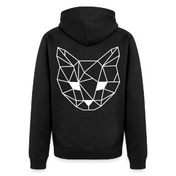 Cat Geometric Line - Unisex Premium Organic Zip Hoodie - black - Back - Nico (187cm)