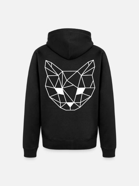 Cat Geometric Line - Unisex Premium Organic Zip Hoodie - black