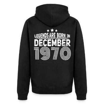 1970 Im Dezember Vintage Geschenkidee - Unisex Premium Bio Zip Hoodie - Schwarz - Hinten - Nico (187cm)