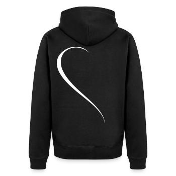 Half White Heart - Unisex Premium Organic Zip Hoodie - black - Back - Nico (187cm)
