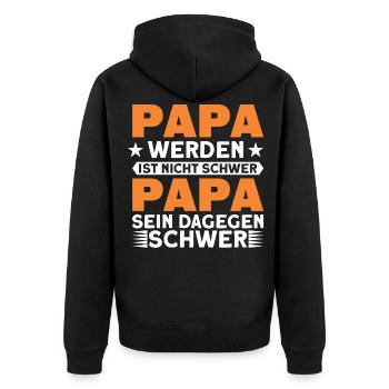 Kinder Papa Vater Geschenk - Unisex Premium Bio Zip Hoodie - Schwarz - Hinten - Nico (187cm)