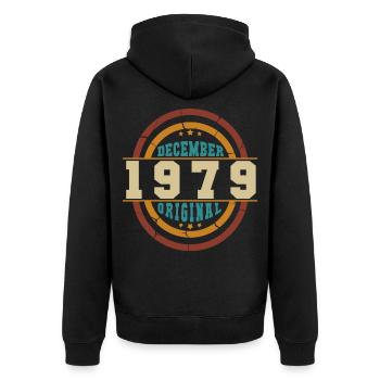 Original 1979 en décembre Millésime - Veste à capuche bio Premium Unisexe - noir - Dos - Nico (187cm)
