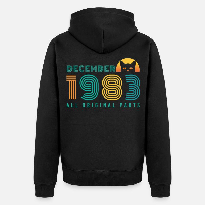 Né en décembre 1983 chat - Veste à capuche bio Premium Unisexe - noir