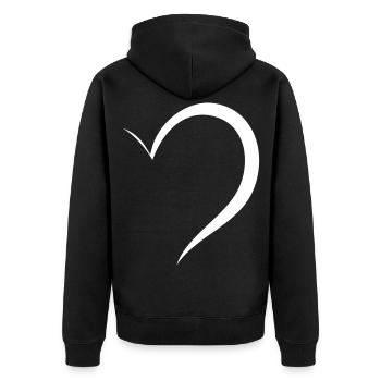 Demi-cœur blanc - Veste à capuche bio Premium Unisexe - noir - Dos - Nico (187cm)