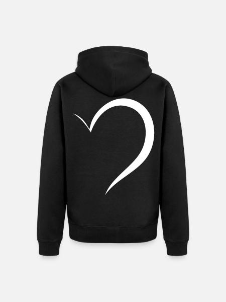Half White Heart - Unisex Premium Organic Zip Hoodie - black