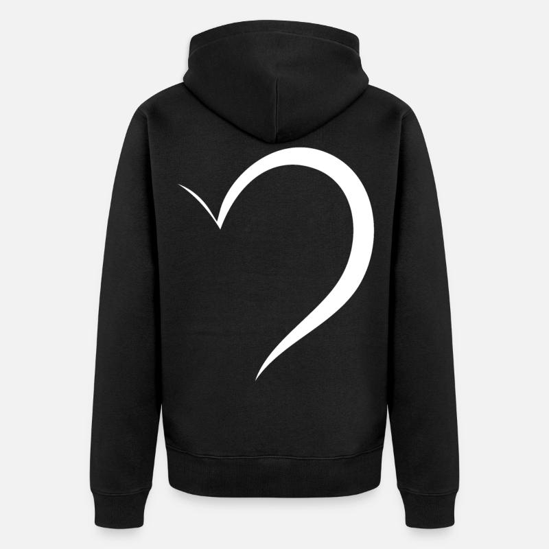 Demi-cœur blanc - Veste à capuche bio Premium Unisexe - noir