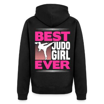 Japanese Judo Student Judo Gift - Unisex Premium Organic Zip Hoodie - black - Back - Nico (187cm)