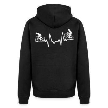 Rennräder Auf EKG -Linie - Unisex Premium Bio Zip Hoodie - Schwarz - Hinten - Nico (187cm)