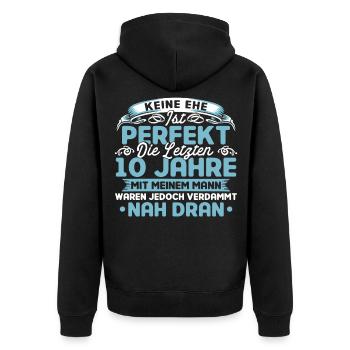 Ehepaar 10. Hochzeitstag Rosenhochzeit Geschenk - Unisex Premium Bio Zip Hoodie - Schwarz - Hinten - Nico (187cm)