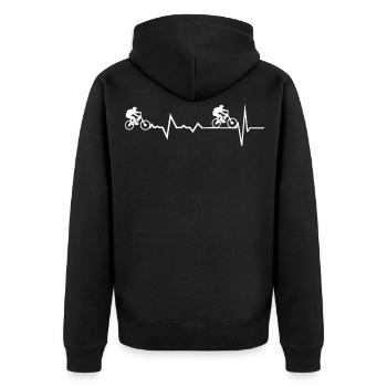 Rennräder Auf EKG Linie - Unisex Premium Bio Zip Hoodie - Schwarz - Hinten - Nico (187cm)