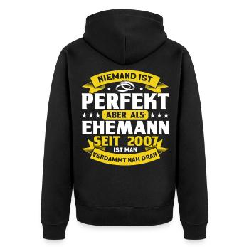 15 Jahre Ehe Ehepaar Kristallhochzeit Geschenk - Unisex Premium Bio Zip Hoodie - Schwarz - Hinten - Nico (187cm)
