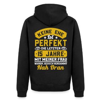 15. Hochzeitstag Kristallhochzeit Ehepaar Geschenk - Unisex Premium Bio Zip Hoodie - Schwarz - Hinten - Nico (187cm)