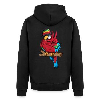 Witziger Papagei Vogel Vogelzucht Peace Zeichen - Unisex Premium Bio Zip Hoodie - Schwarz - Hinten - Nico (187cm)