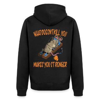 Drôle d’entraînement de souris Piège à souris Fitness Cheese - Veste à capuche bio Premium Unisexe - noir - Dos - Nico (187cm)
