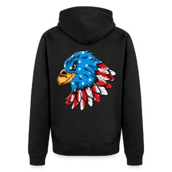 États-Unis Aigle à tête blanche américain Drapeau américain - Veste à capuche bio Premium Unisexe - noir - Dos - Nico (187cm)