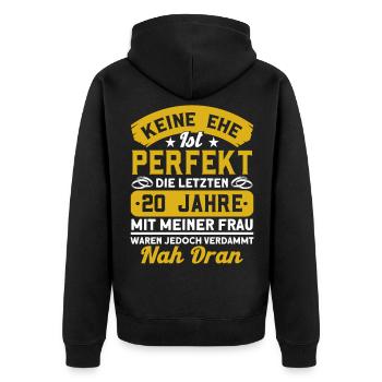 20. Hochzeitstag Porzellanhochzeit Ehepaar - Unisex Premium Bio Zip Hoodie - Schwarz - Hinten - Nico (187cm)