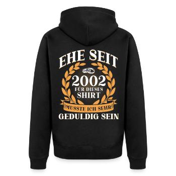 20 Jahre Ehe Ehepaar Porzellanhochzeit Geschenk - Unisex Premium Bio Zip Hoodie - Schwarz - Hinten - Nico (187cm)