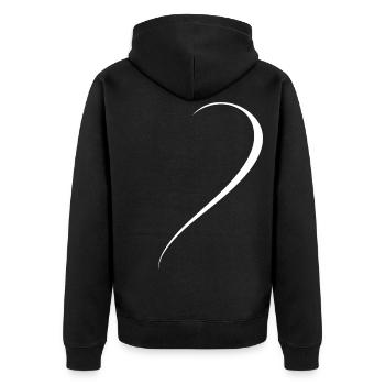 Half White Heart - Unisex Premium Organic Zip Hoodie - black - Back - Nico (187cm)