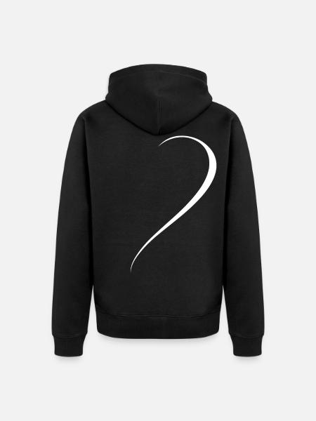 Half White Heart - Unisex Premium Organic Zip Hoodie - black