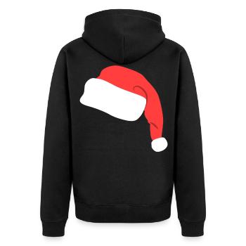 Lustige Nikolaus Mütze - Unisex Premium Bio Zip Hoodie - Schwarz - Hinten - Nico (187cm)