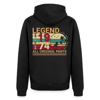 Original Décembre 1974 Palms Retro - Veste à capuche bio Premium Unisexe - noir - Dos - Nico (187cm)