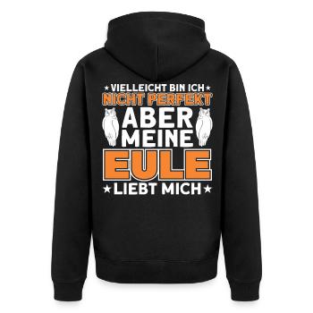 Eulen Liebhaber Eulen Eule Geschenk - Unisex Premium Bio Zip Hoodie - Schwarz - Hinten - Nico (187cm)