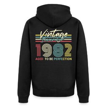 Geboren Dezember 1982 Perfektion - Unisex Premium Bio Zip Hoodie - Schwarz - Hinten - Nico (187cm)