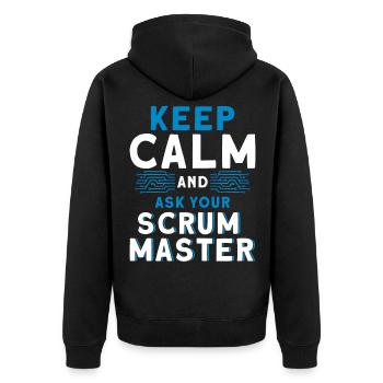Puppet Chefs Programmer Scrum Master Geschenk - Unisex Premium Bio Zip Hoodie - Schwarz - Hinten - Nico (187cm)