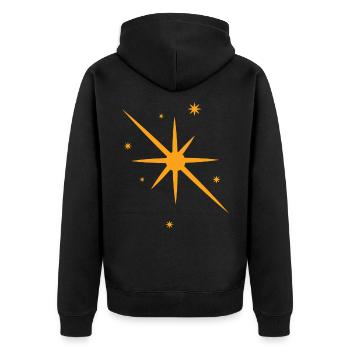 Goldener Stern - Unisex Premium Bio Zip Hoodie - Schwarz - Hinten - Nico (187cm)