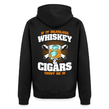 Whisky & Cigares Cigares Amateurs de Whisky - Veste à capuche bio Premium Unisexe - noir - Dos - Nico (187cm)