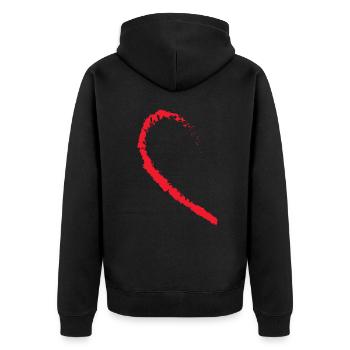 Demi-cœur rouge - Veste à capuche bio Premium Unisexe - noir - Dos - Nico (187cm)