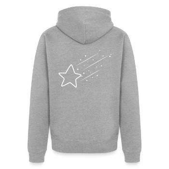 Sternschnuppe - Unisex Premium Bio Zip Hoodie - Grau meliert - Hinten - Nico (187cm)