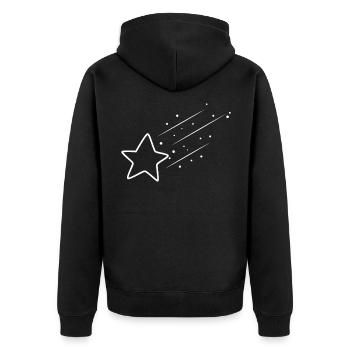 Sternschnuppe - Unisex Premium Bio Zip Hoodie - Schwarz - Hinten - Nico (187cm)