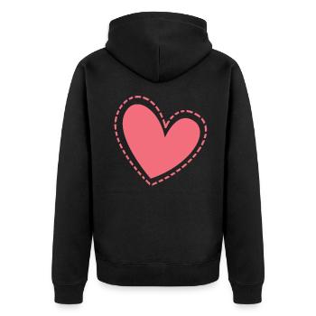 Pinkes Herz Geschenkidee - Unisex Premium Bio Zip Hoodie - Schwarz - Hinten - Nico (187cm)