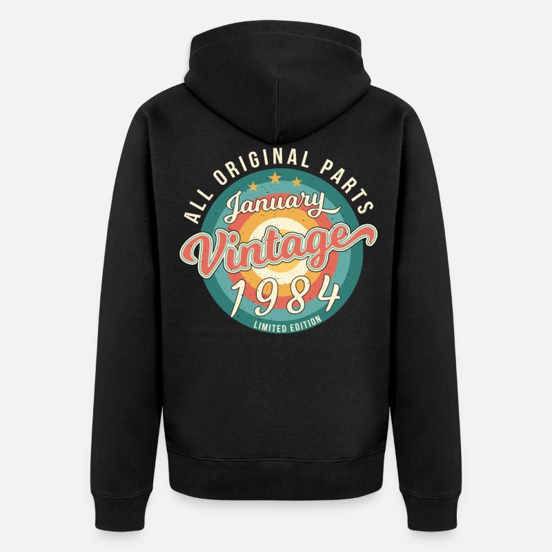 Né en janvier 1984 Original Retro - Veste à capuche bio Premium Unisexe - noir