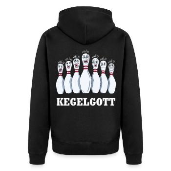 Bowling Bowlingkegel Kegelgott Spruch Kegelclub - Unisex Premium Bio Zip Hoodie - Schwarz - Hinten - Nico (187cm)