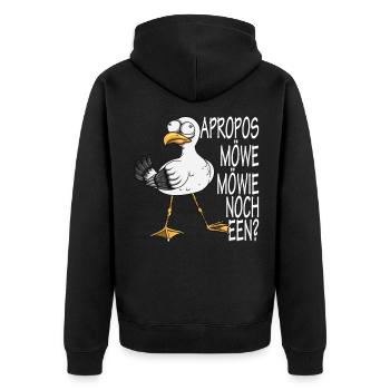 Norddeutsche Apropos Möwe! Möwie noch een Möwen - Unisex Premium Bio Zip Hoodie - Schwarz - Hinten - Nico (187cm)