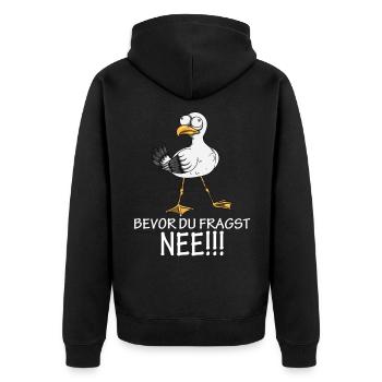 Norden Küste Möwe Spruch Faullenzer Ostsee Nordsee - Unisex Premium Bio Zip Hoodie - Schwarz - Hinten - Nico (187cm)